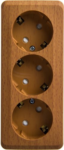 Розетка с заземлением накладная Systeme Electric Этюд Дача 3-м. шторки бук картинка